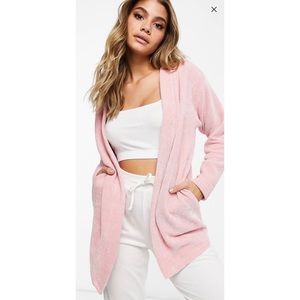ASOS Design Pink Chenille Open Cardigan Sweater
